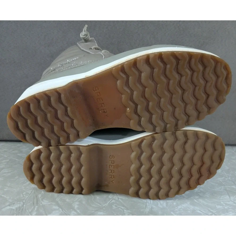 Sperry Saltwater Puffer Duck Boots Womens 6.5 Waterproof Thinsulate Taupe
